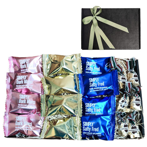 Vegansk chokolade i vegansk gaveæske - vegansk værtsgave symfoni