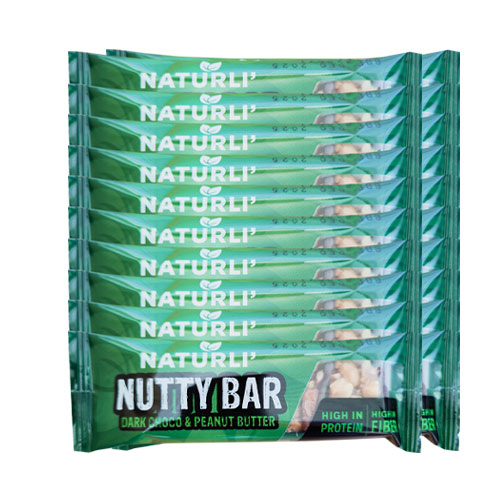 Storkøb - Nutty Vegan proteinbar fra Naturli' - Dark Choco & Peanutbutter