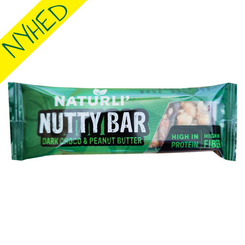 vegansk proteinbar med peanuts fra naturli - nutty bar