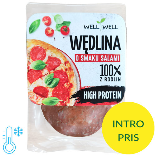 Vegansk salami af sojaprotein plantepålæg