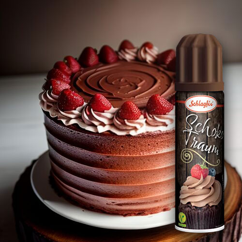 vegansk flødeskum på spray med chokolade schlagfix