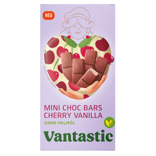 Veganske chokolade bars med mandelfyld med kirsebær og vanilje